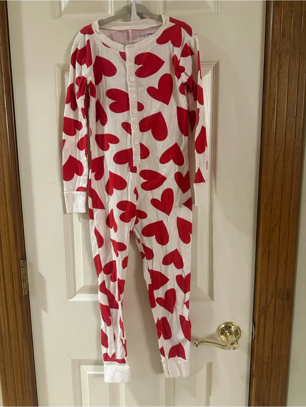 Old Navy White Pajama Set with Red Heart Print